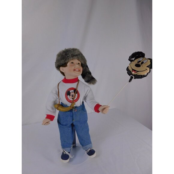 SALE Vintage Disney Doll Tina Tewell Boy Coonskin Cap Mickey Balloon Porcelain 5 - Picture 7 of 12